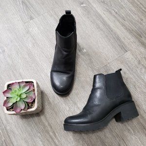Aldo Black Leather Chelsea Pull On Moto Boots 6.5